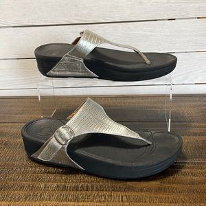 Fitflop sandals, silver and black, size 8